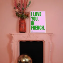 Affiche I love you in French - 50 x 70 cm - Edition limitée Fleux
