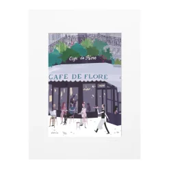 Affiche Paris Café de Flore - Why LA? Pourquoi Paris ? - 22 x 22 cm