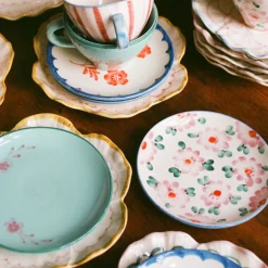 Assiette Fleurs Roses en céramique