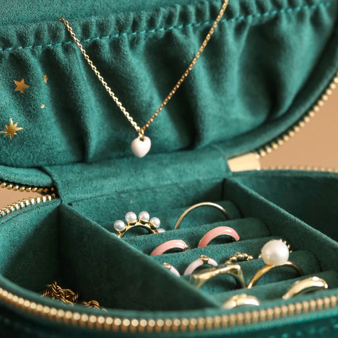 Boite à Bijoux en velours Nuit Étoilée - Bleu Sarcelle