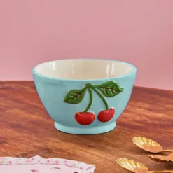 Bol avec cerises en relief - Menthe - 250 ml