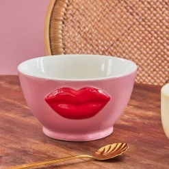 Bol avec lèvres en relief - Rose - 600 ml
