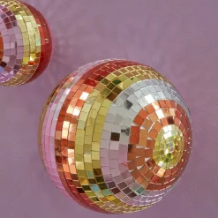 Boule Disco Ø 18 cm - Rayures Rose