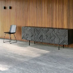 Buffet Graphic en teck verni - 4 portes