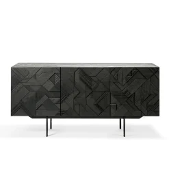 Buffet Graphic en teck verni - 3 portes