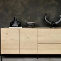 Buffet Whitebird en chêne - 2 portes, 3 tiroirs