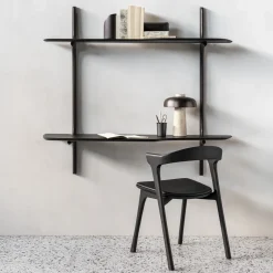 Bureau Mural PI en Acajou Vernis - 140 x 48 x 126 cm