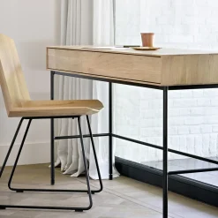 Bureau Whitebird en chêne verni - 2 Tiroirs