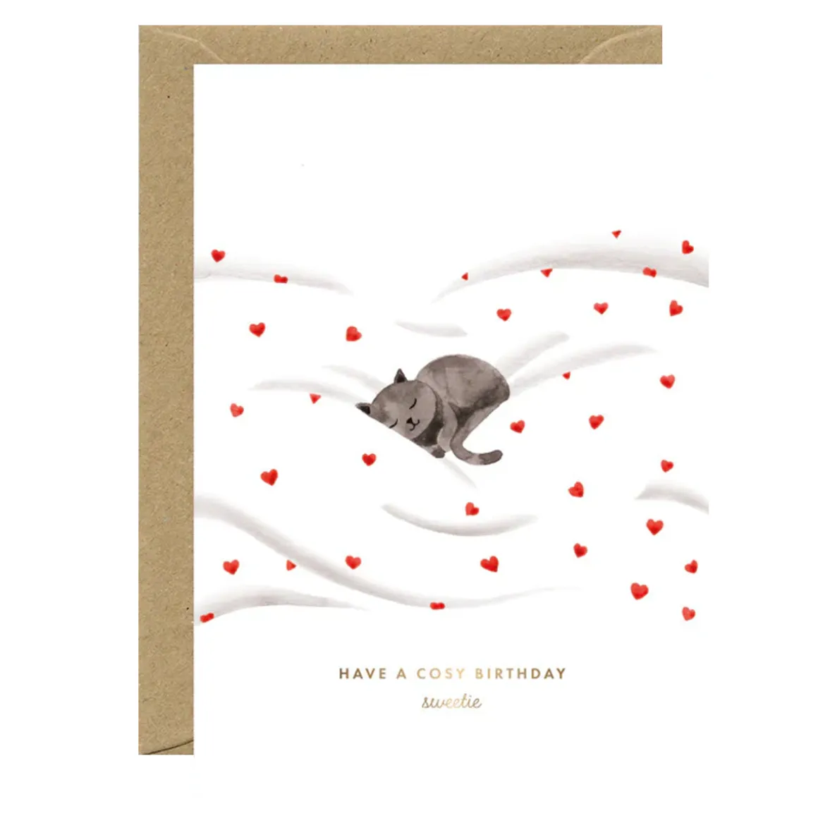 Carte d'anniversaire Gold Cosy Cat