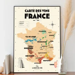 Carte des Vignobles Français - 30 x 40 cm - Ecru