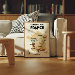 Carte des Vignobles Français - 30 x 40 cm - Ecru