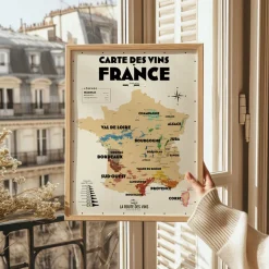 Carte des Vignobles Français - 30 x 40 cm - Ecru