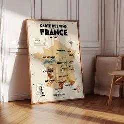 Carte des Vignobles Français - 30 x 40 cm - Ecru