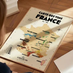 Carte des Vignobles Français - 30 x 40 cm - Ecru