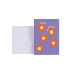 Carte Double Flower Birthday - Happy Birthday