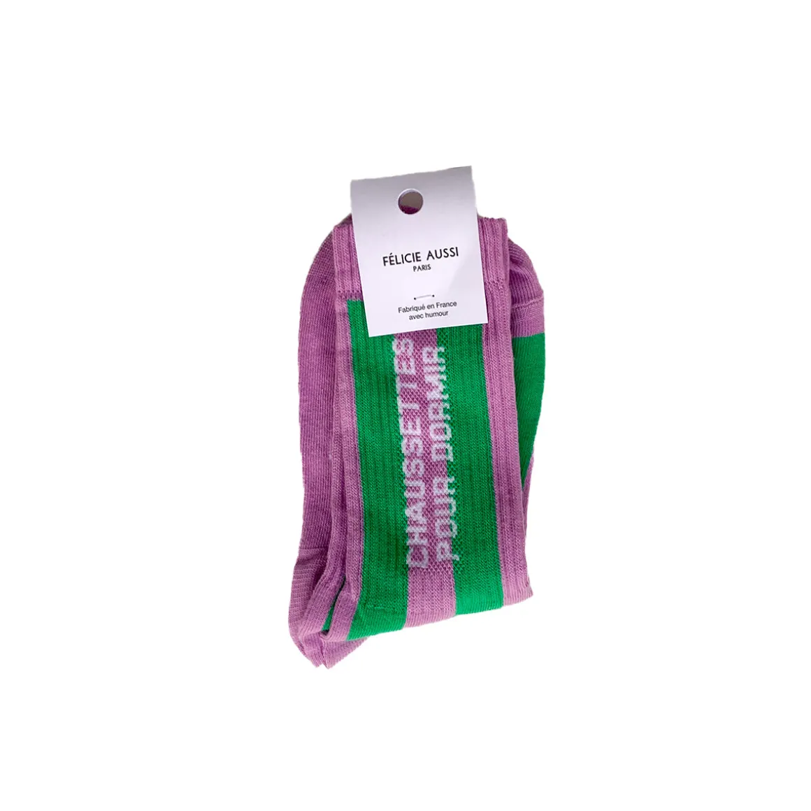 Chaussettes à Rayures Dormir Bi-Gout 36/40 - Lilas Vert