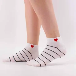 Chaussettes Coeur Côté à rayures - Coeur Rouge