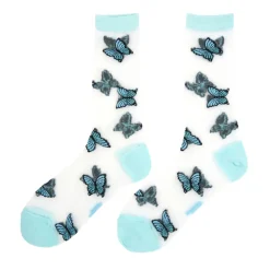 Chaussettes Transparentes Papillon - Bleu