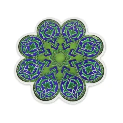 Dessous de Plat Fleur en Céramique - Bleu et Vert