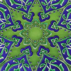 Dessous de Plat Fleur en Céramique - Bleu et Vert