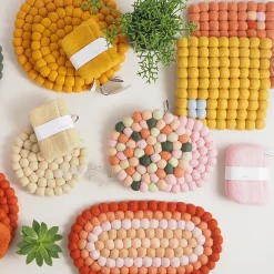 Dessous de plat rond en laine