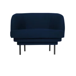 Fauteuil Cornice Velours - Bleu nuit u0026 Métal noir