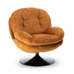 Fauteuil Memento en velours - 81 x 86 x 83 cm - Orange brûlé