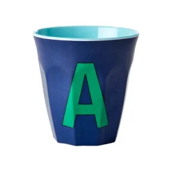 Gobelet Lettre A en mélamine - Bleu foncé