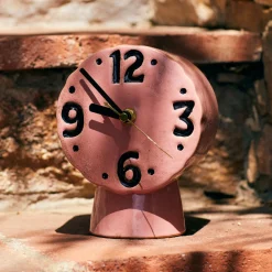Horloge Rétro en céramique - h 16,2 cm - Rose