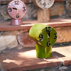 Horloge Rétro en céramique - h 17,5 cm - Olive