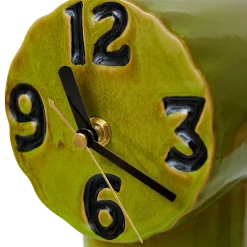 Horloge Rétro en céramique - h 17,5 cm - Olive