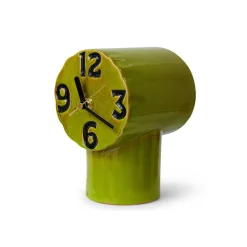 Horloge Rétro en céramique - h 17,5 cm - Olive