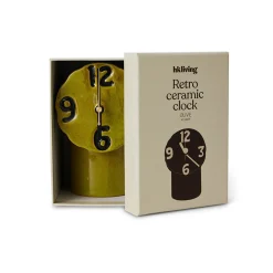 Horloge Rétro en céramique - h 17,5 cm - Olive