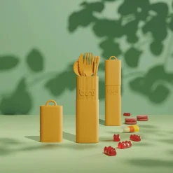 Kit de couverts réutilisables et nomades en matière biosourcée