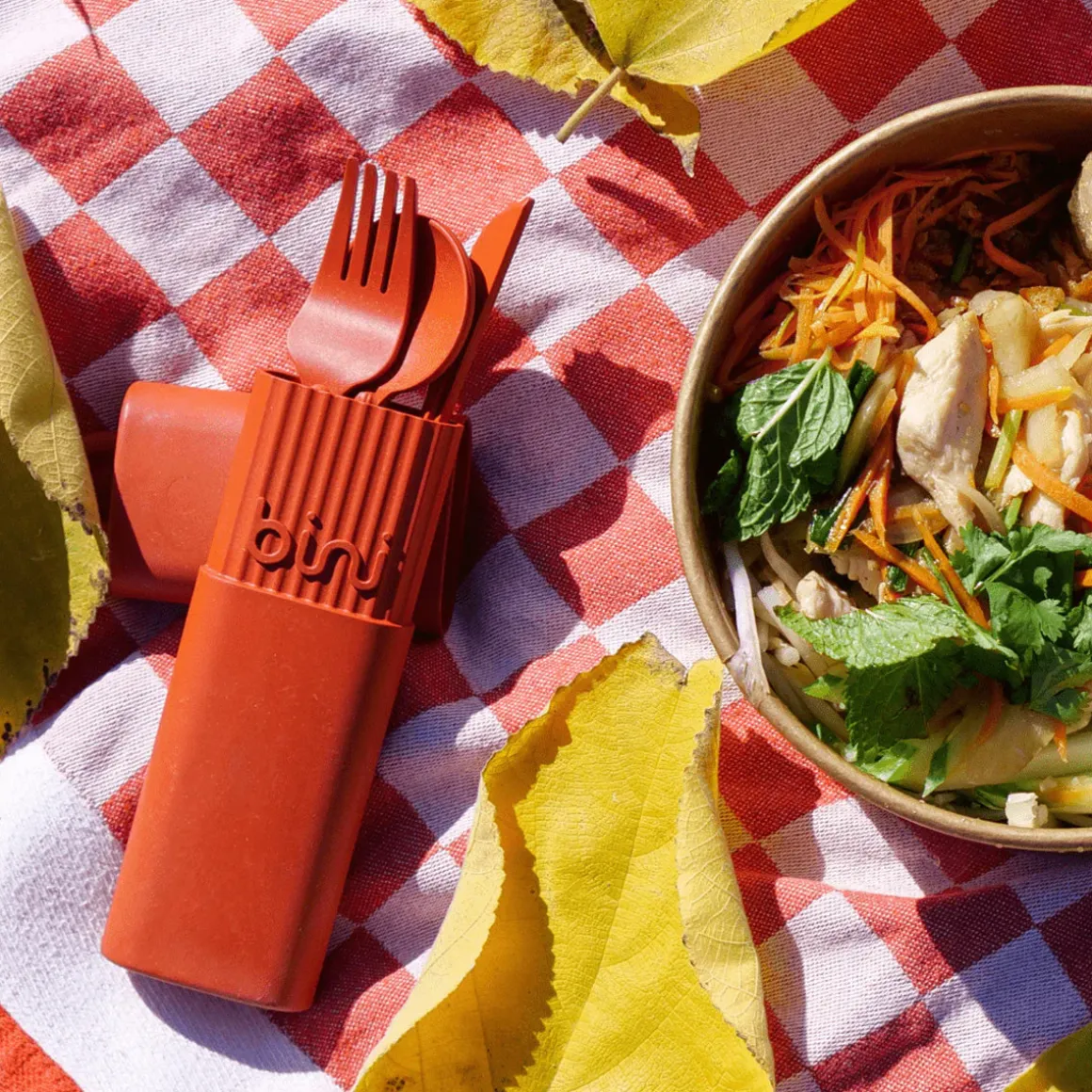 Kit de couverts réutilisables et nomades en matière biosourcée