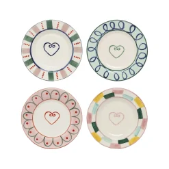 Lot de 4 Assiettes à pain / Dessous-de-verre Heart - Multi - Ø 15 cm