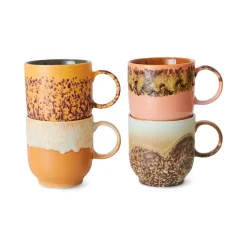 Lot de 4 Tasses à Cafe Cape en Céramique 70'S - 10.8 x 7.5