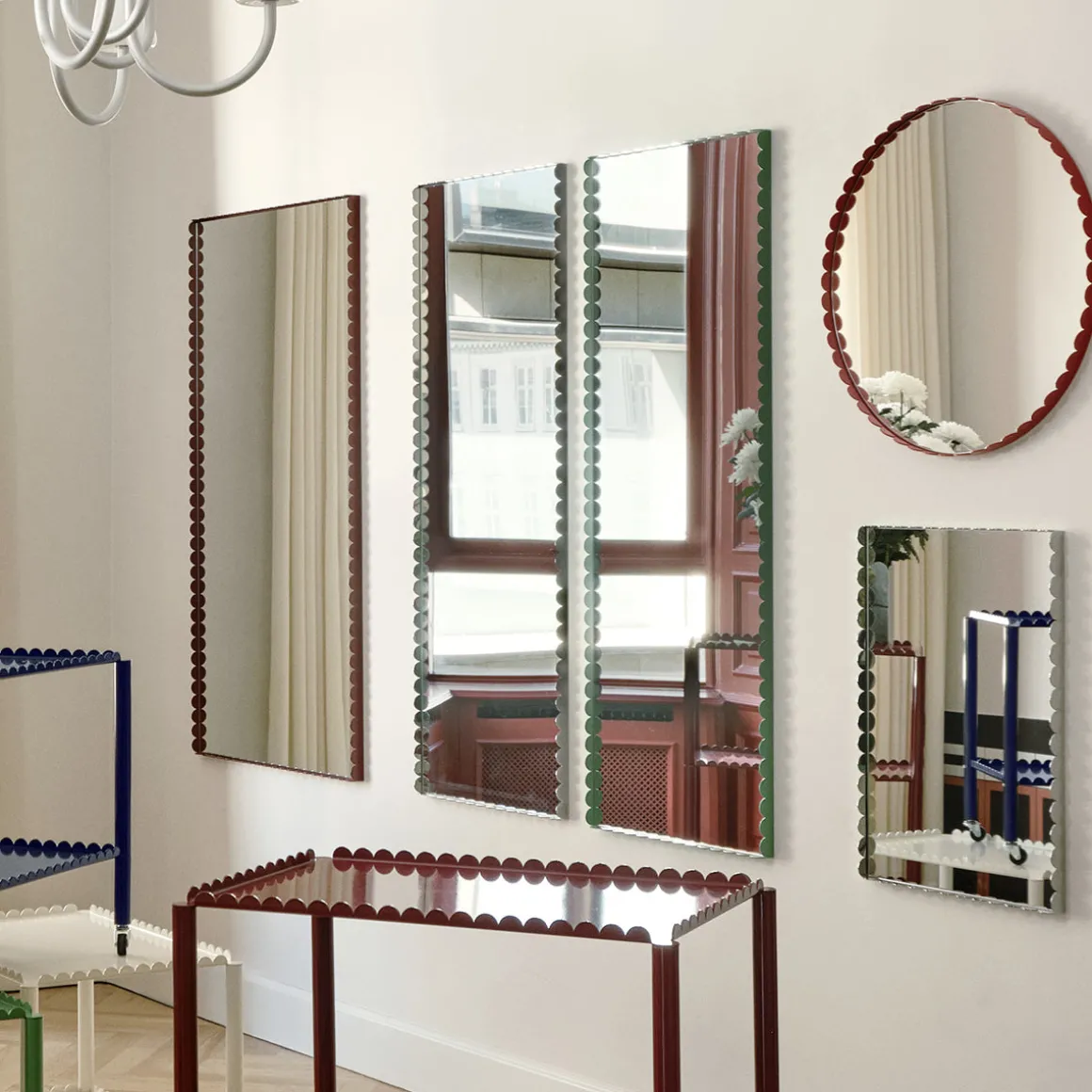 Miroir Arcs Rond - Ø 60 cm - Rouge