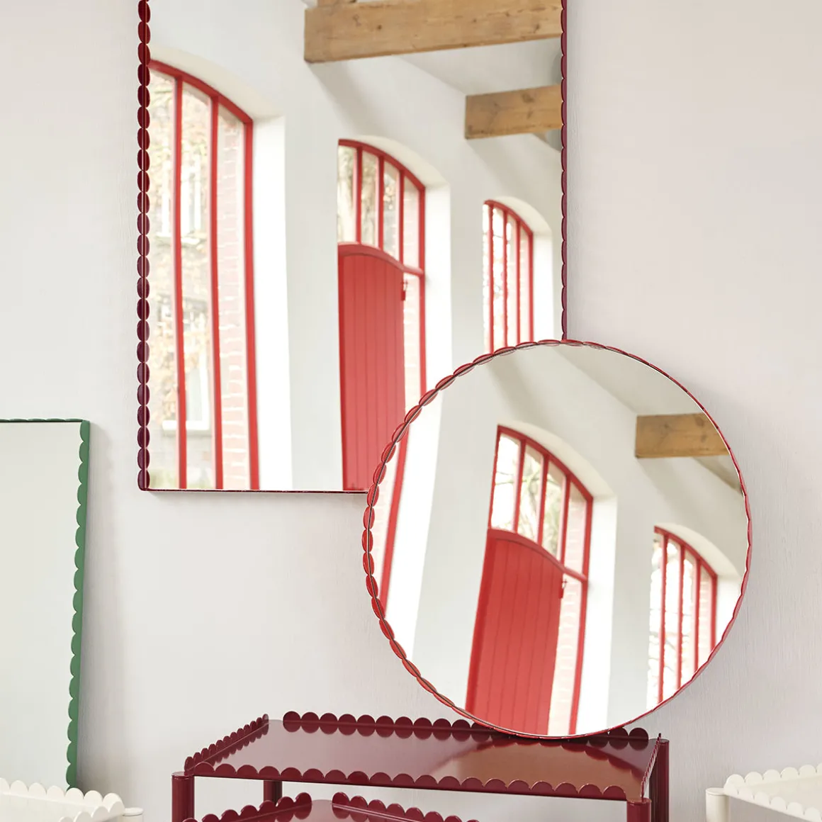 Miroir Arcs Rond - Ø 60 cm - Rouge