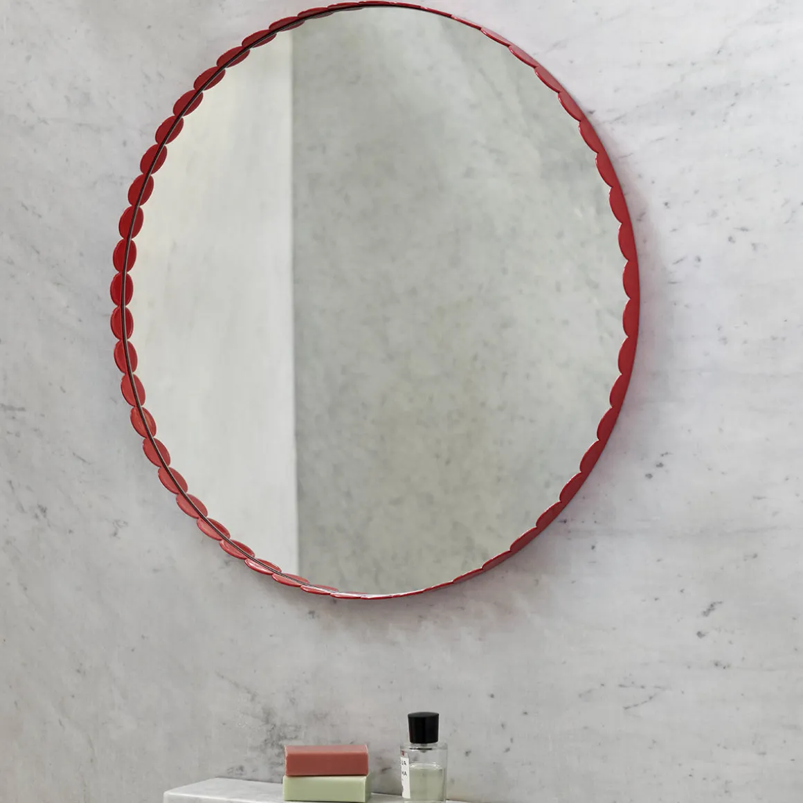 Miroir Arcs Rond - Ø 60 cm - Rouge