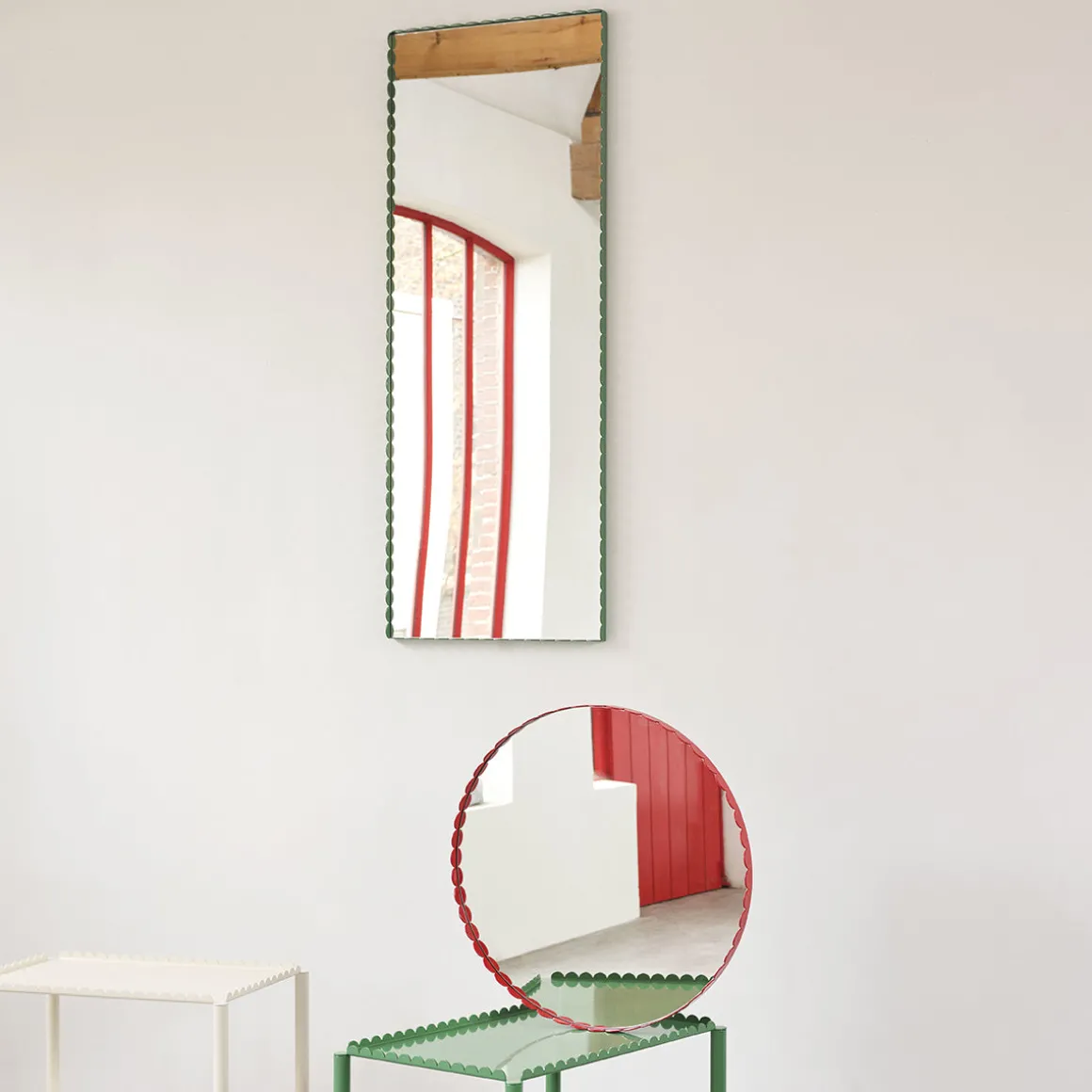 Miroir Arcs Rond - Ø 60 cm - Rouge
