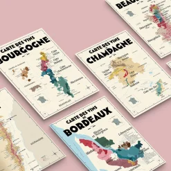 Pack 13 Cartes Postales Les Vins de France - 30 x 40 cm - Ecru