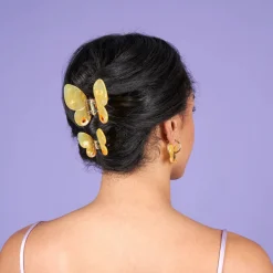 Pince à Cheveux Papillon - Jaune