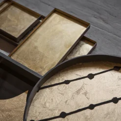 Plateau en verre et feuille d'or Brown Dots - Ø 48 cm