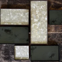 Plateau miroir vieilli carré - Charbon - 37 x 37 cm