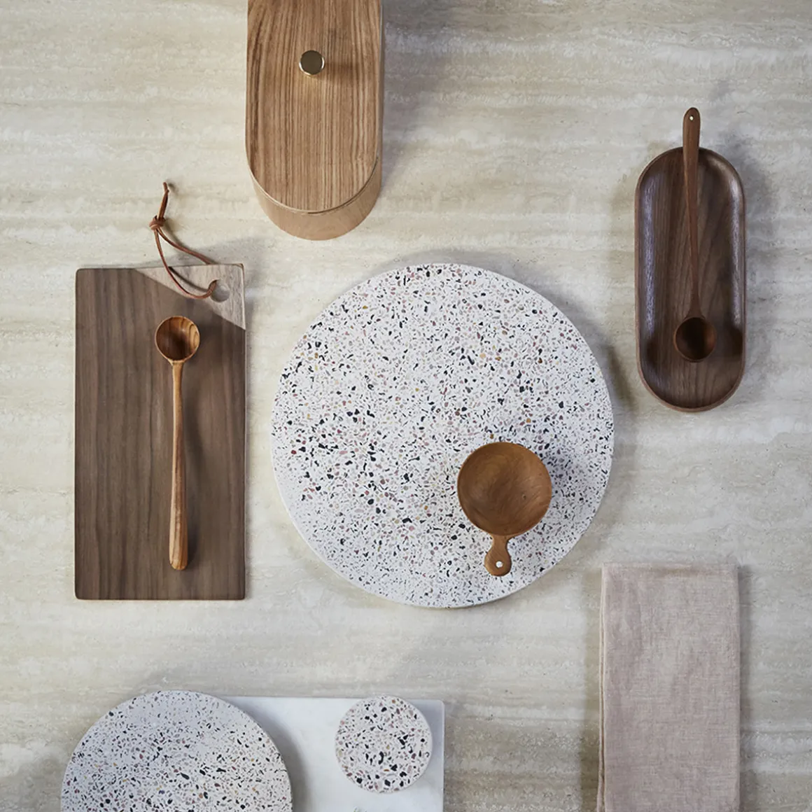 Plateau rond en béton - Terrazzo