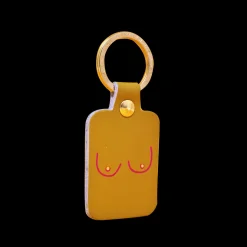 Porte-clés Boobs en cuir - Moutarde