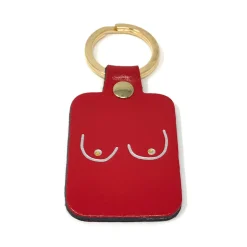 Porte-clés Boobs en cuir - Rouge