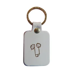 Porte-clés Zizi en cuir - Crème