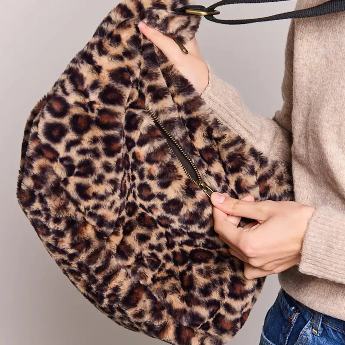 Sac Rosa Teddy en fourrure - Léopard